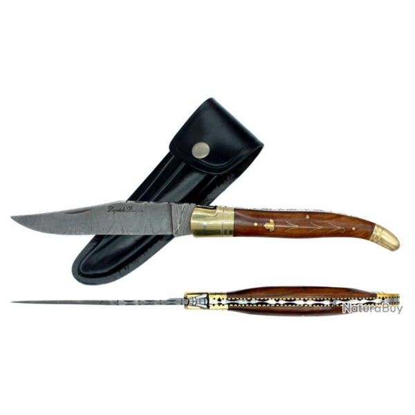 LAME DAMAS - Couteau g�ant 18 cm - palissandre fleur & �tui