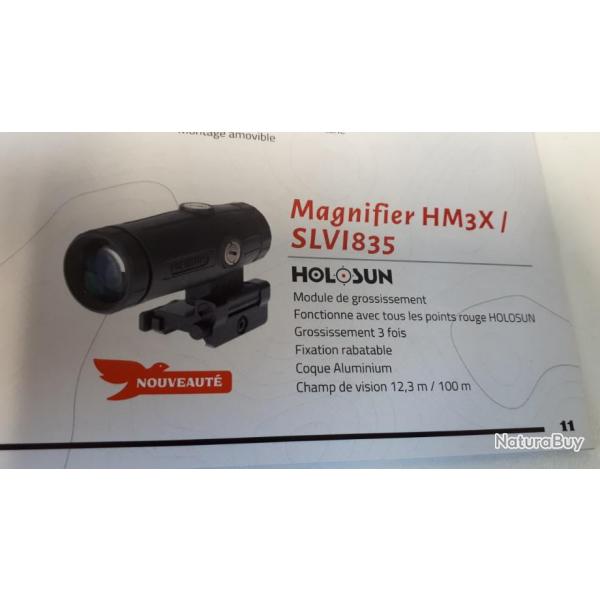 Holosun MAGNIFIER HM3X (grossit x3 tout les point rouge holosun)