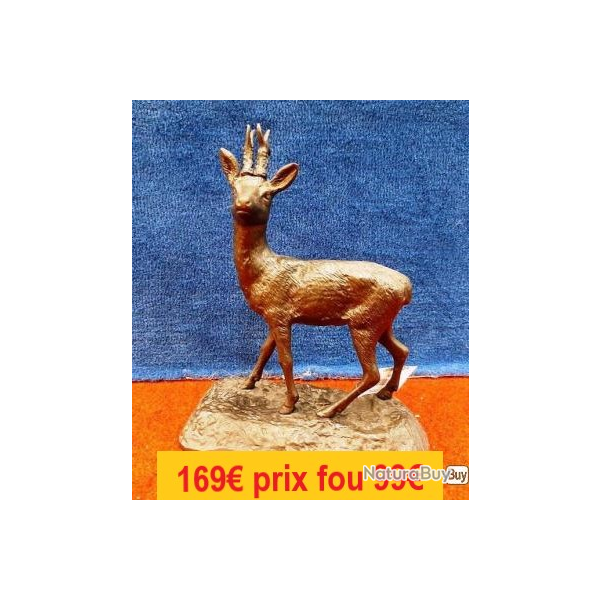 D�coration d'Int�rieur Statuette CHEVREUIL En Bronze sur Socle 13 x 7 x 17 cm