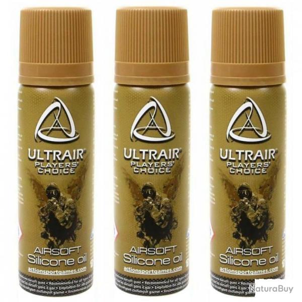 Pack Lot de 3 Huiles de silicone en spray lubrifiant pour r�plique Airsoft et Pistolet � bille