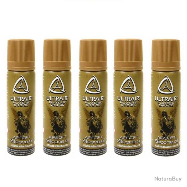 Pack Lot de 5 Huiles de silicone en spray lubrifiant pour r�plique Airsoft et Pistolet � bille