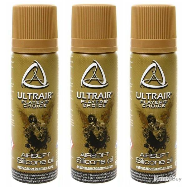 Lot de 3 Huiles Teflon en Spray Lubrifiant Ultrair PTFE 220 ml Airsoft