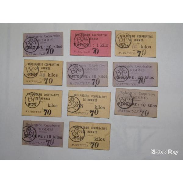 anciens tickets de rationnement ww 2 sous occupation allemande