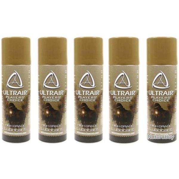 Lot de 5 Huiles Teflon en Spray Lubrifiant Ultrair PTFE 220 ml Airsoft