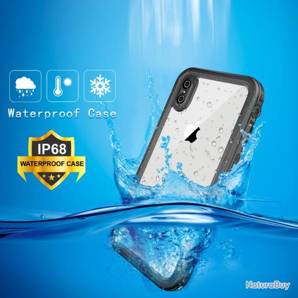 RedPepper Coque Etanche Anti Choc pour iPhone, Couleur: Noir, Smartphone: iPhone XS Max