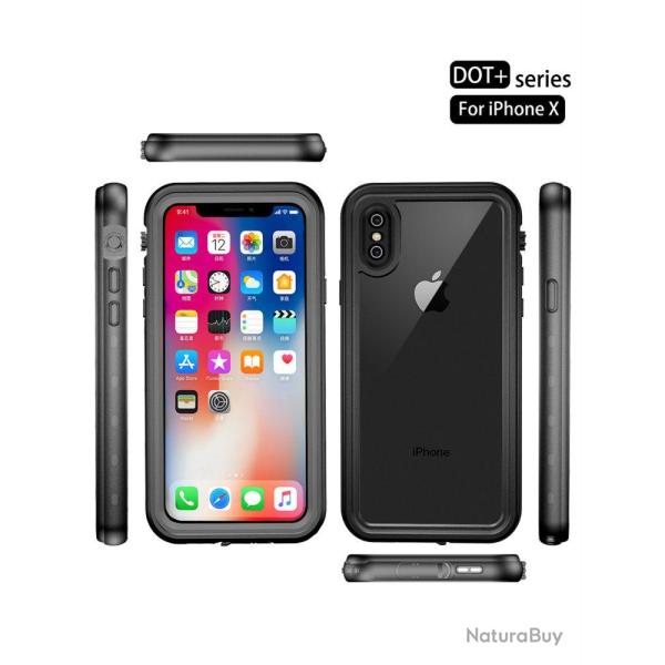 RedPepper Coque Etanche Anti Choc pour iPhone, Couleur: Noir, Smartphone: iPhone X/XS