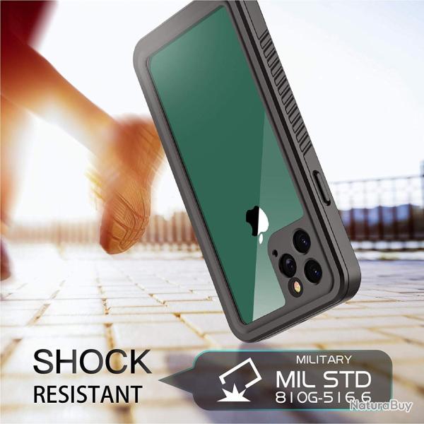 RedPepper Coque Etanche Anti Choc pour iPhone, Couleur: Noir, Smartphone: iPhone 11 Pro