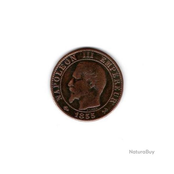 PIECE DE MONNAIE FRANCE  CINQ CENTIMES NAPOLEON III 1855 ROUEN Ancre