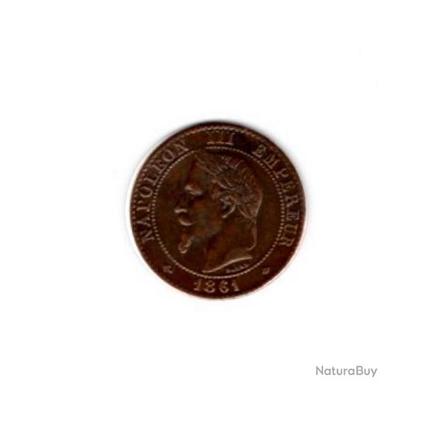 PIECE DE MONNAIE FRANCE  DEUX CENTIMES NAPOLEON III 1861 PARIS