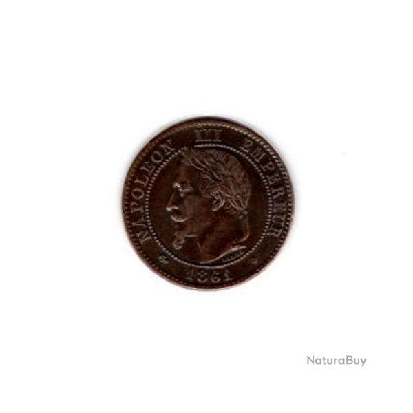PIECE DE MONNAIE FRANCE  DEUX CENTIMES NAPOLEON III 1861 STRASBOURG