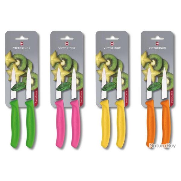 Carte de 2 couteaux office lame crant�e 8 cm, Couleur orange [Victorinox]