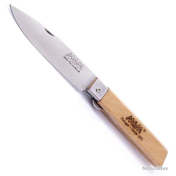 Couteau lame pointue � cran, Manche h�tre [M.A.M.]