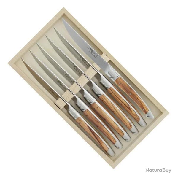 Coffret 6 couteaux de table "Le Thiers", Manche olivier [Goyon-Chazeau]