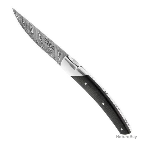 Couteau Le Thiers� "Pirou" damas, Manche fibres de carbone [Goyon-Chazeau]