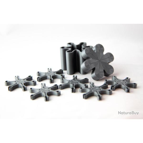 6 distributeurs d'amorces en �toiles et bo�te "fleur" de rangement