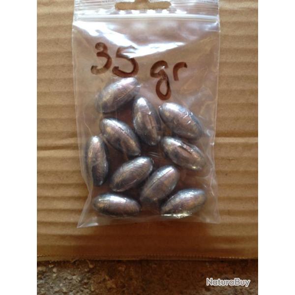 PLOMB OLIVE PERCEES BOMBEES sachet de 30 en 35 gr et sachet de 40 en 25 gr