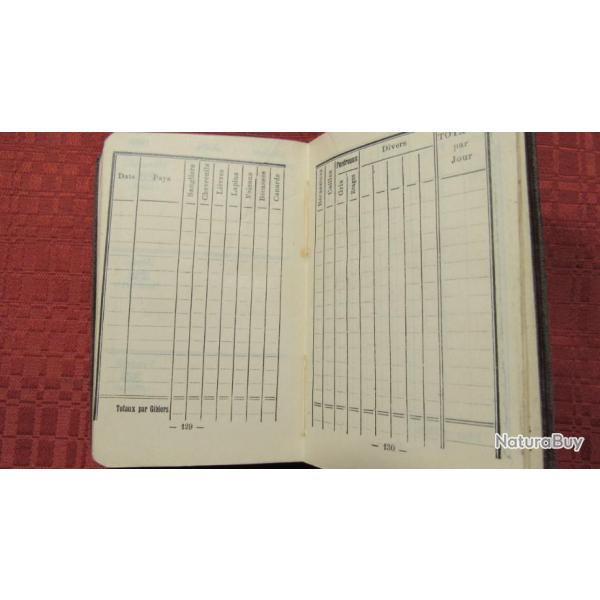 Agenda du chasseur Gevelot Ann�e 1938-1939