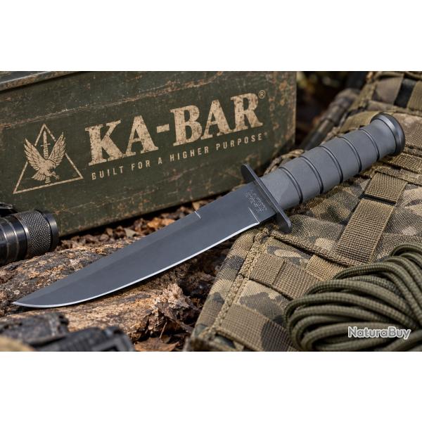 Couteau Tactical  KABAR Modified Tanto Lame Acier Carbone 1095 Manche Kraton Etui GFN USA KA1266