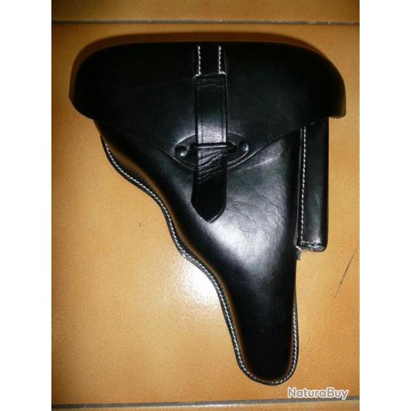 WALTHER P 38 : Holster en cuir rigide noire 1er modele  neuf ( P38) WH XX