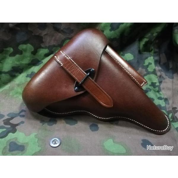 Holster tui en cuir rigide brun pour WALTHER P38 ( P 38 ) 1er modle WH XX