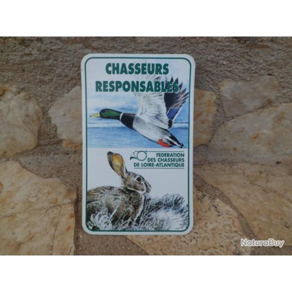 Magnifique autocollant Fdration des chasseurs de Loire Atlantique "Chasseurs Responsables"