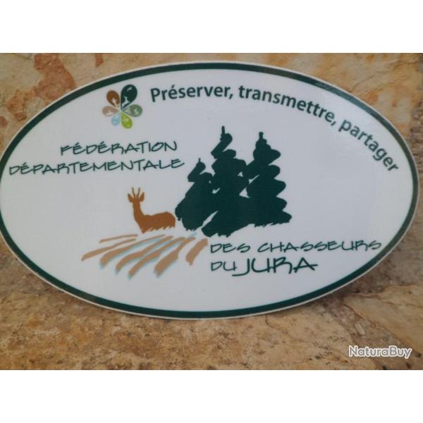 Magnifique autocollant Fdration des Chasseurs du Jura "Prserver, Transmettre, Partager"