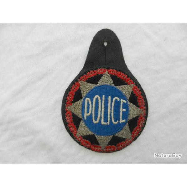 insigne plaque de poitrine  Police Nationale brod� sur cuir