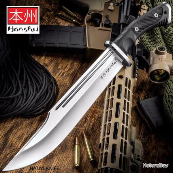 Couteau United Cutlery Honshu Conqueror Bowie Lame Acier 7Cr17MoV Manche TPR Etui Cuir UC3321