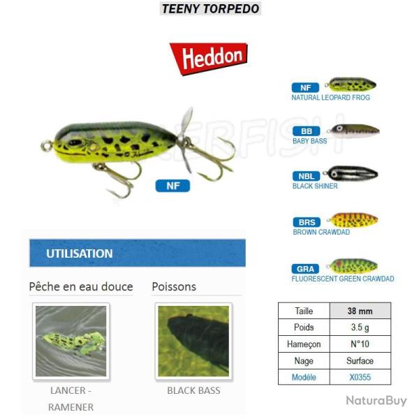 TEENY TORPEDO HEDDON Natural L�opard Frog