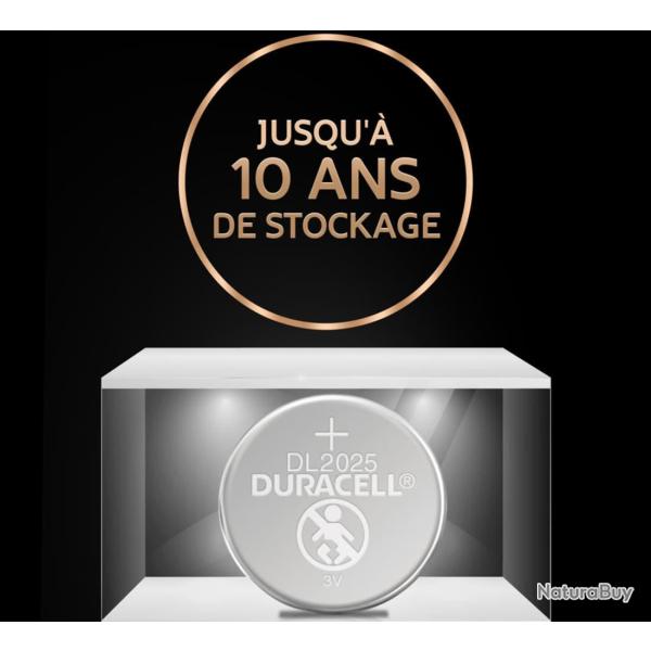 Pile Duracell Lithium CR2025 pour Prothse Auditive, Montre, Tlcommande et Calculatrice