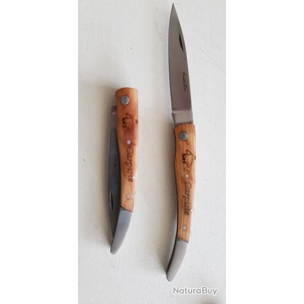 couteau pliant artisanal P�cheur manche Olivier - Motif CARPISTE