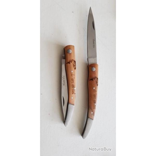 couteau pliant artisanal P�cheur manche Olivier - Motif ARC EN CIEL