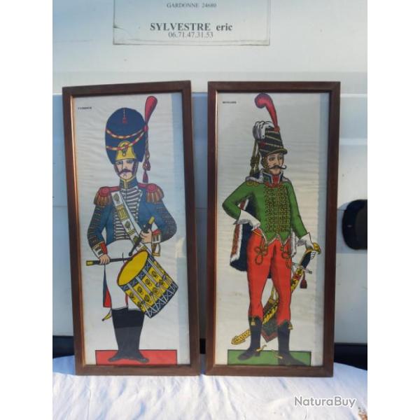 2 Gravures Militaria Hussard et Tambour �ditions Bonsh