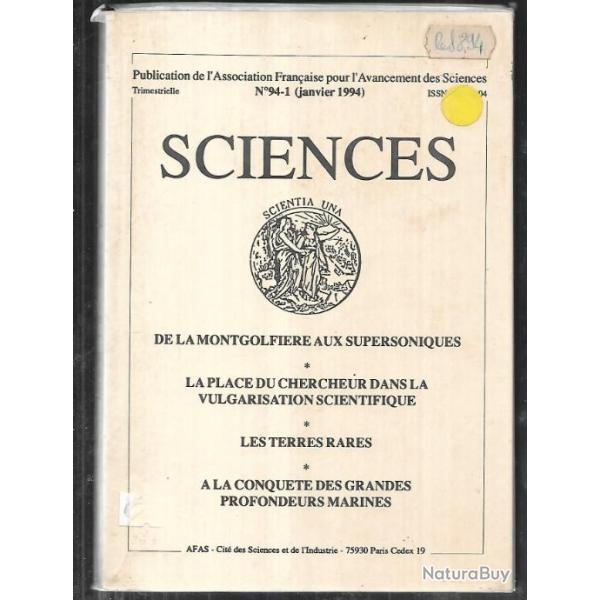 de la montgolfi�re aux supersoniques revue sciences janvier 1994 collectif d'auteurs