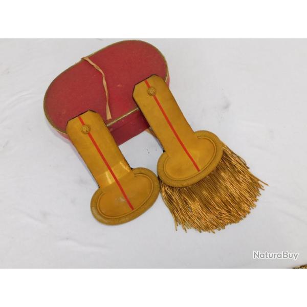 MARINE NATIONALE : PAIRE EPAULETTES GRANDE TENUE + BOITE : GRADE 1� MAITRE #.2 - ann�es 1930