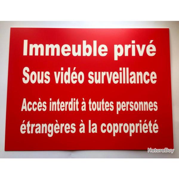 Panneau "Panneau "Immeuble priv sous vido surveillance ACCS INTERDIT PERSONNES ......" 200x300 mm