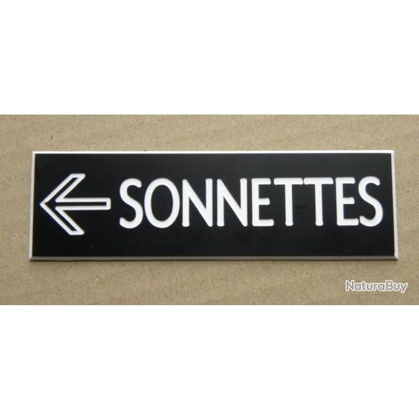Plaque adh�sive noire SONNETTES + FLECHE � gauche Format 29x100 mm