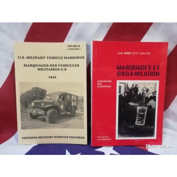BEST lot 2 livres BECKER MARQUAGES ORGANISATION + AR 850-5 MARKING US JEEP DODGE WC GMC CCKW