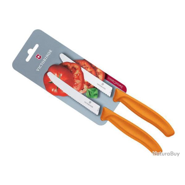 CARTE 2 COUTEAUX TOMATE VICTORINOX SWISSCLASSIC ORANGE