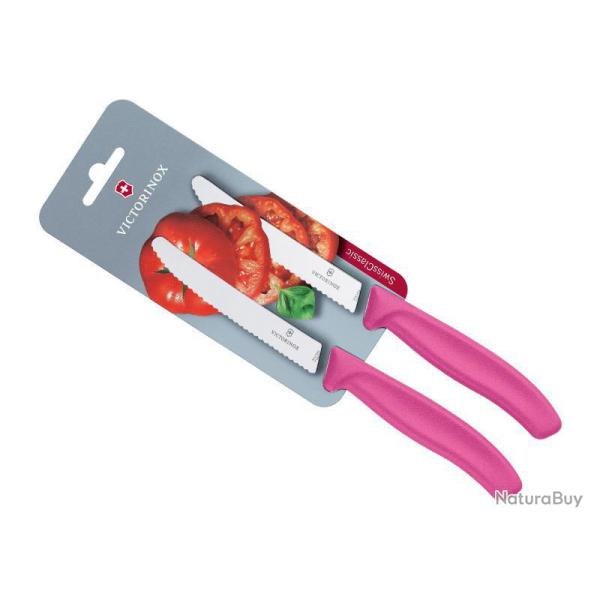 CARTE 2 COUTEAUX TOMATE VICTORINOX SWISSCLASSIC ROSE