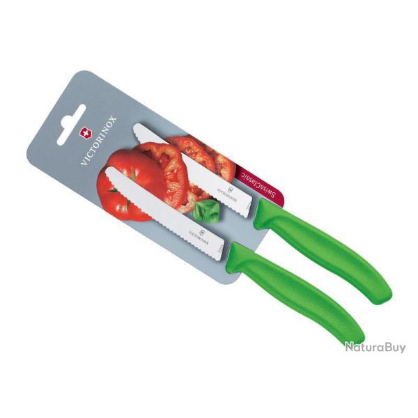 CARTE 2 COUTEAUX TOMATE VICTORINOX SWISSCLASSIC VERT
