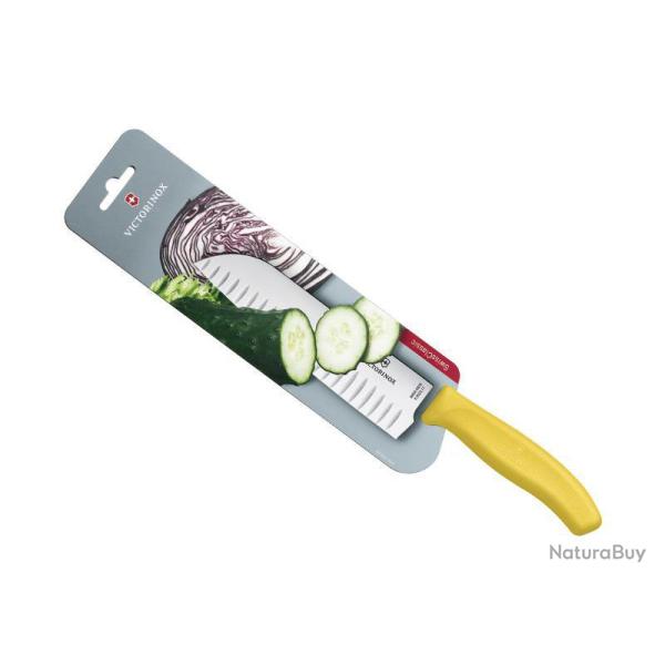 SANTOKU VICTORINOX SWISSCLASSIC 17CM ALV. JAUNE /CARTE