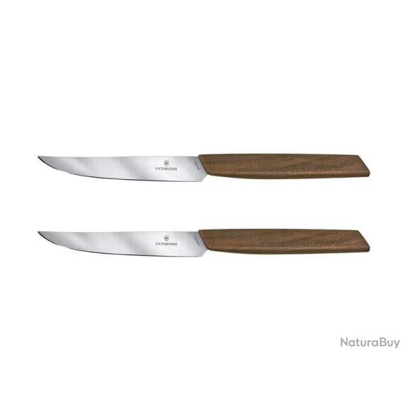 SET 2 COUTEAUX STEAK VICTORINOX SWISS MODERN 12CM NOYER