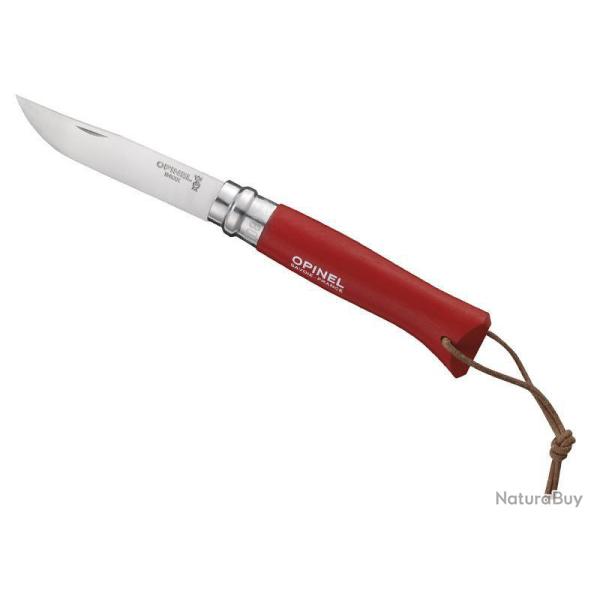 OPINEL 8 VRI ROUGE + LIEN BAROUDEUR