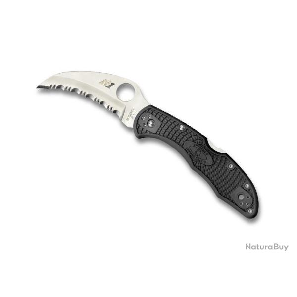 COUTEAU SPYDERCO TASMAN SALT 2 NOIR A DENTS