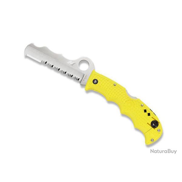 COUTEAU SPYDERCO ASSIST SALT JAUNE SEMI-DENTEE