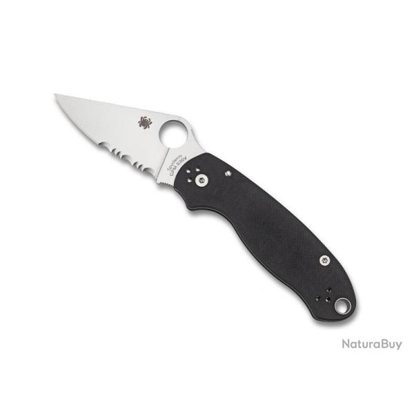 COUTEAU SPYDERCO PARA 3 G10 NOIR SEMI-DENTEE