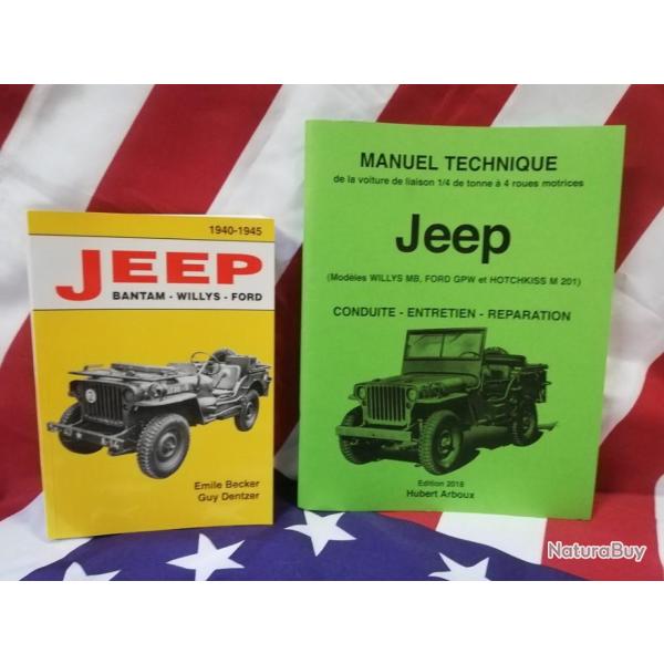 Best 2 livres  BECKER Jeep Bantam Willys Ford HOTCHKISS M 201 + manuel technique JEEP ww2 2018