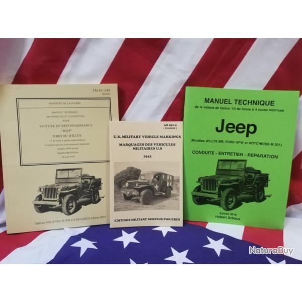 TOP VENTE : 3 livres TM 10 /1349 JEEP 1943 + Manuel technique 2018 ARBOUX + AR 850 MARQUAGES