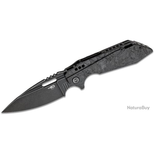 Couteau Bestech Shodan Ti+CF Black Lame Acier S35VN Manche Fibre de Carbone/Titane BTKT1910D